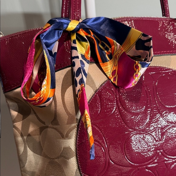 Coach Burgundy and Tan Signature Large Tote and now - Picture 3 of 9